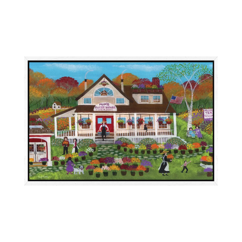 Mum's Guest House by Cheryl Bartley - Painting on Canvas, 45.72cm H x 66.04cm W x 3.81cm D, White Framed