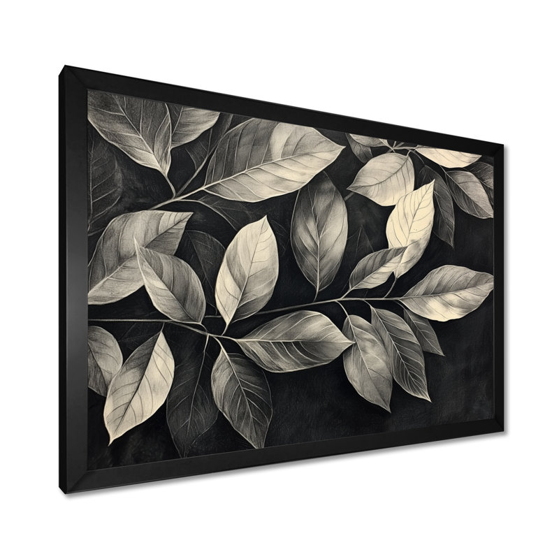 Jacion Gray Rustling Autumn Leaves II - feuilles, art mural, Reproduction encadrée d'une seule photo, H 30 po x l 40 po