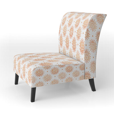 Modern Accent Chair - orange and beige boho mandala Beige Slipper Chair