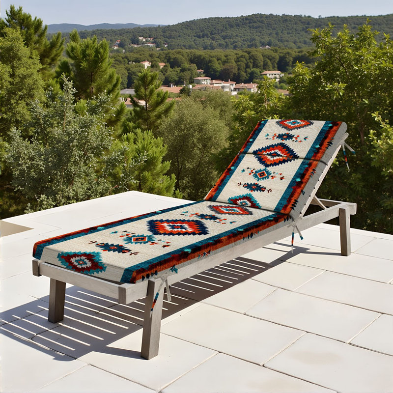  Outdoor Indoor 3'' Lounge Patio Cushion American Rug Patterns Navajo Rug Tribal Native American Motif Water-Resistant Chaise Lounge Cushion for Chair Patio Furniture Seat Cushion