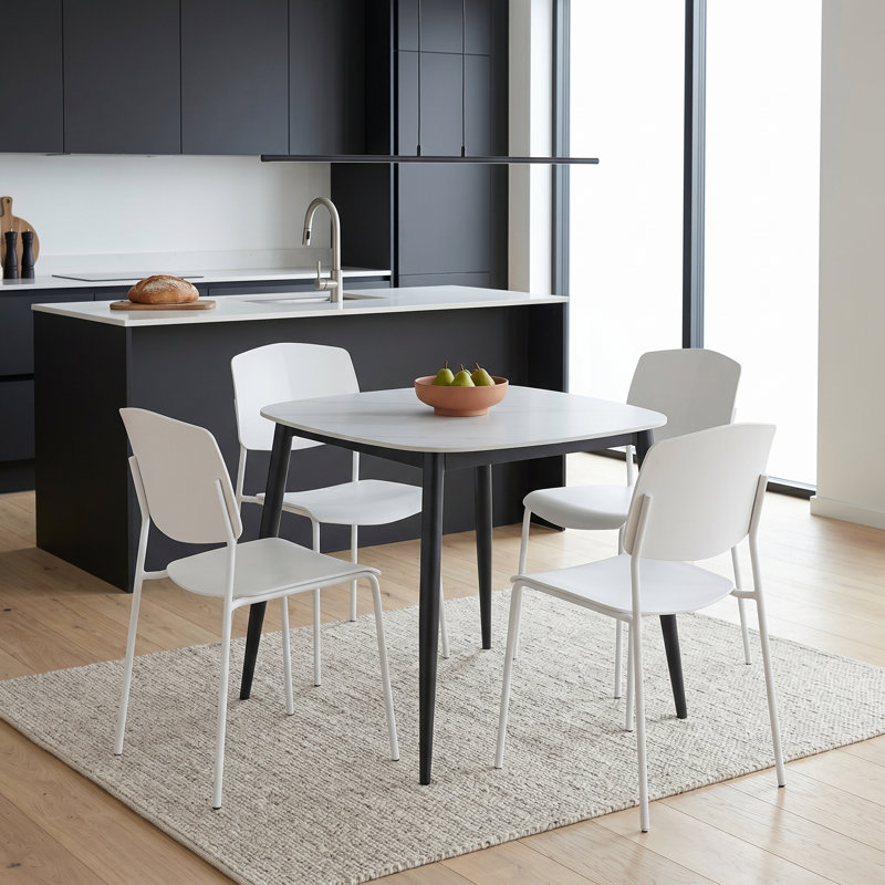 Surgoinsville Dining Set, White, Sintered Stone