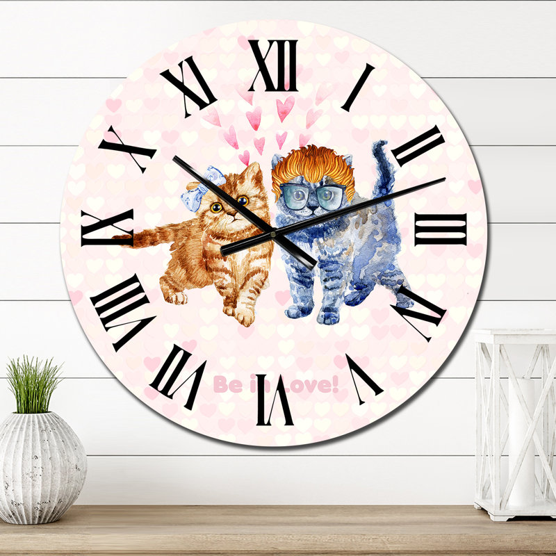 Two Little Hipster Kitten - Children's Art wall clock, Medium