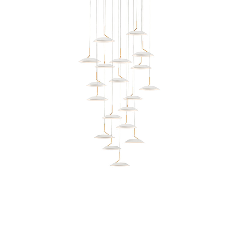 Matte White and Gold 19-Light LED Cluster Pendant