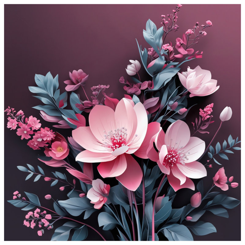 Housses de couette bouquet de fleurs roses en papier, Lit simple