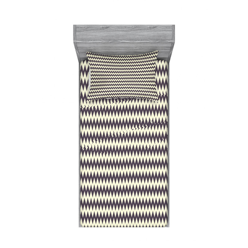 Ensemble de draps à chevrons horizontaux, Ensemble de draps pour lit simple avec drap-housse