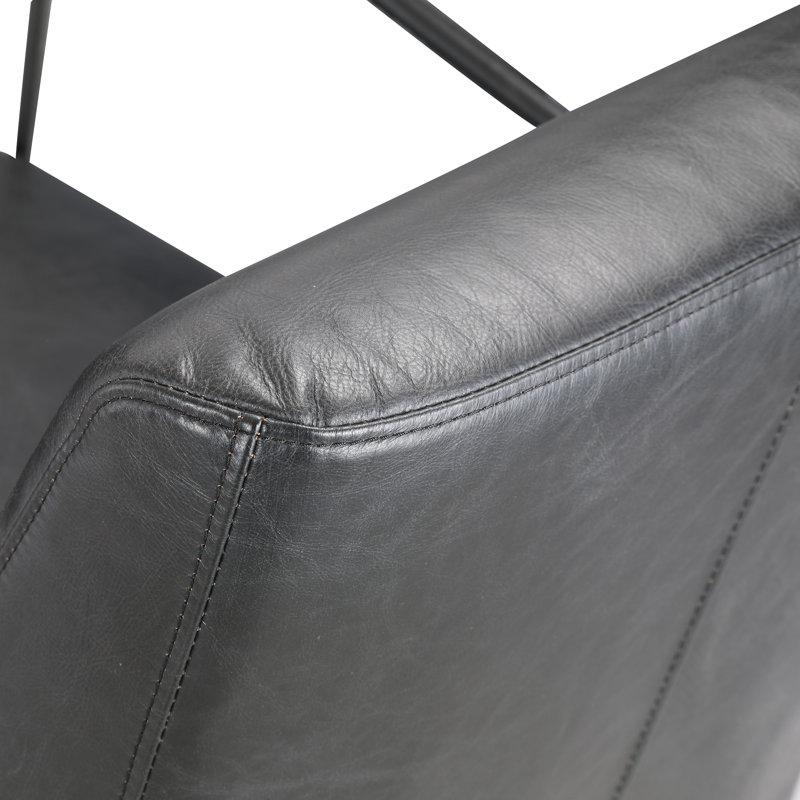 Derry Genuine Leather Armchair, Black Genuine Leather