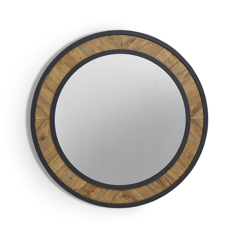 Septimus Solid And Engineered Wood Flat Wall Mirror, Rustic Oak
