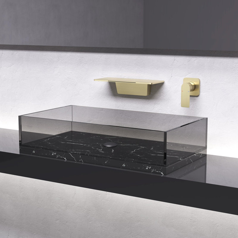 Waterfall spout design bathroom single hole sink faucet with single handle design, Brushed Gold