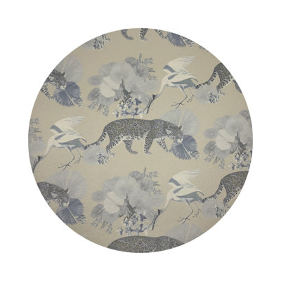 Leopard Walk Vegan Leather Round Pebble Placemat