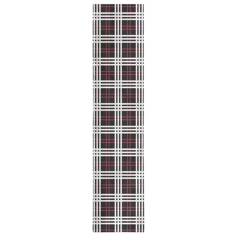 Paid Polyester Table Runner, 72" L x 16" W, Black/Red/White