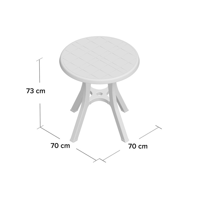 Bria Round Outdoor Bistro Table With Umbrella Hole , cm W cm D, White, 70 cm W x 70 cm D