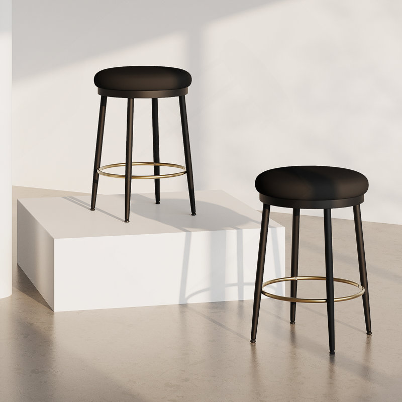 Ensemble de deux tabourets de comptoir modernes avec structure en fer, coussin éponge, repose-pieds, idéal pour la cuisine, la chambre à coucher et la salle à manger