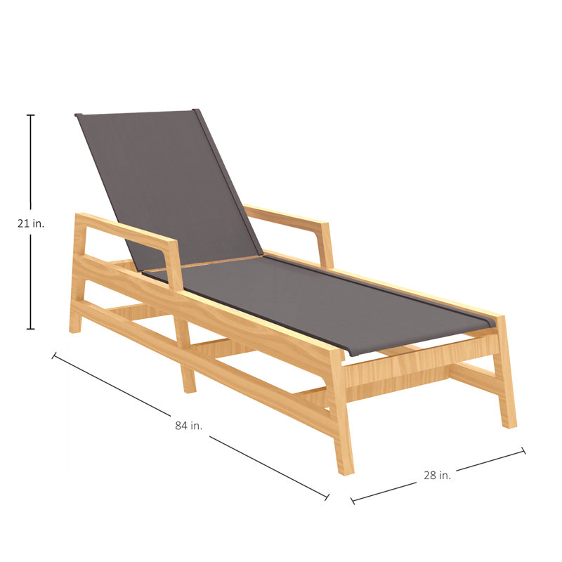 Seashore Chaise Natural Wood With Gray Sling, Brown
