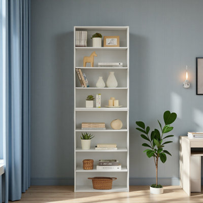 Armoire de rangement CD DVD, bibliothèque, étagère réglable à 8 couches, étagère de présentation, maison, bureau, bibliothèque double couche multifonctionnelle, peut être démontée en deux bibliothèques de rangement à 4 couches