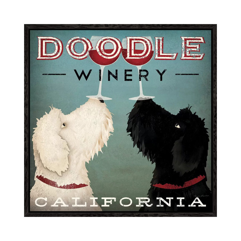 Doodle Winery by Ryan Fowler - Print on Canvas, Black Framed, 30.48 cm H x 30.48 cm W, Black Framed