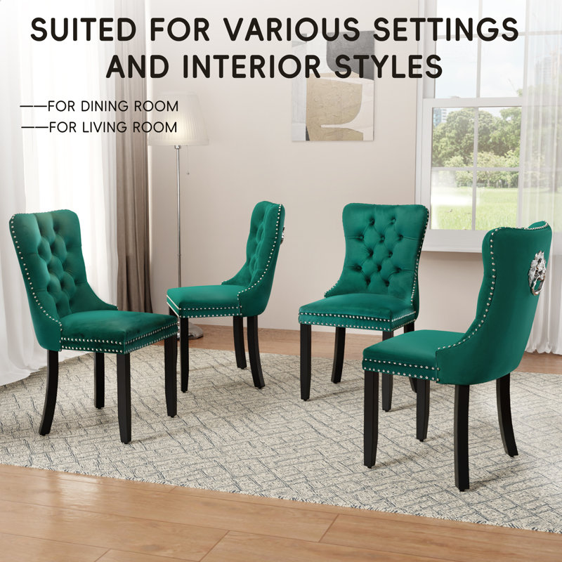 Ensemble de 2 chaises de salle à manger rembourrées Modern, Vert