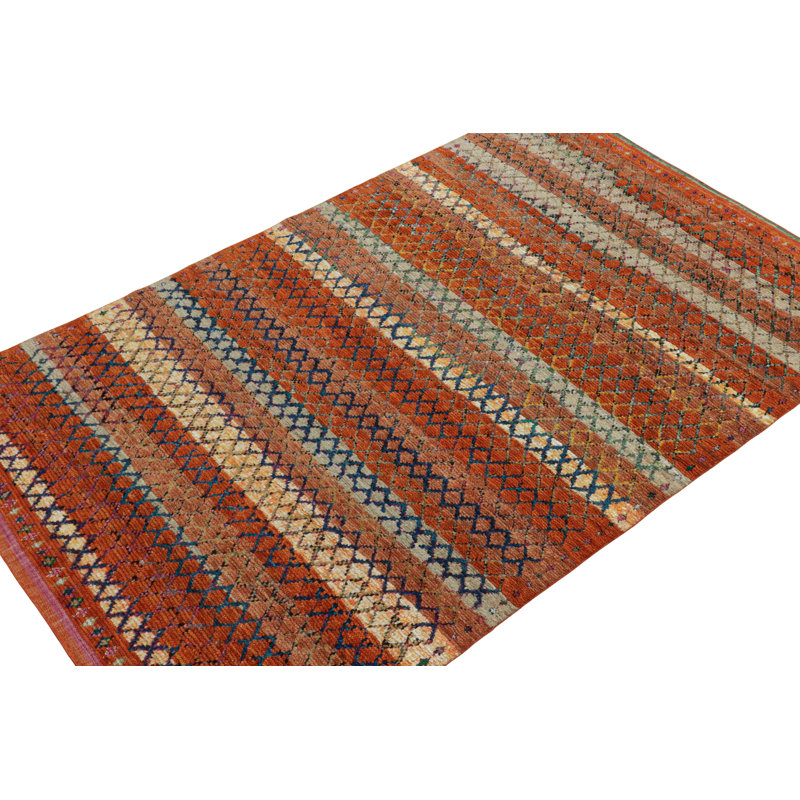 Moroccan Hand Knotted Geometric Area Rug, Rectangle 10' x 14'