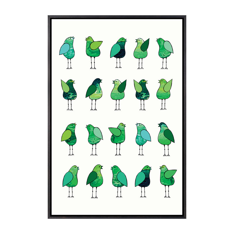 Décoration murale Gossip Birds Kids, H 26 po x l 18 po x 1,5 po, Toile avec cadre noir patiné