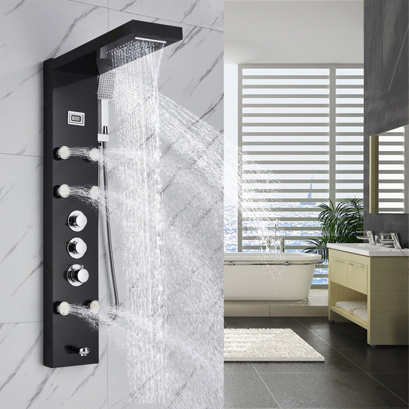 Robinet de douche à jet en acier inoxydable, Nickel brossé