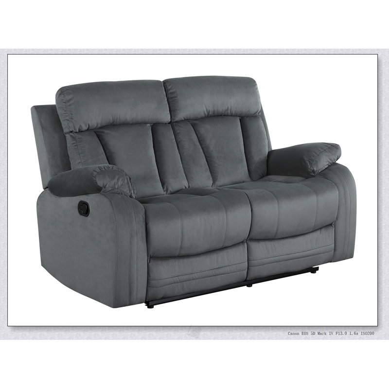 Causeuse inclinable en tissu de microfibre Global United avec support lombaire intégré et structure en bois franc durable Global United