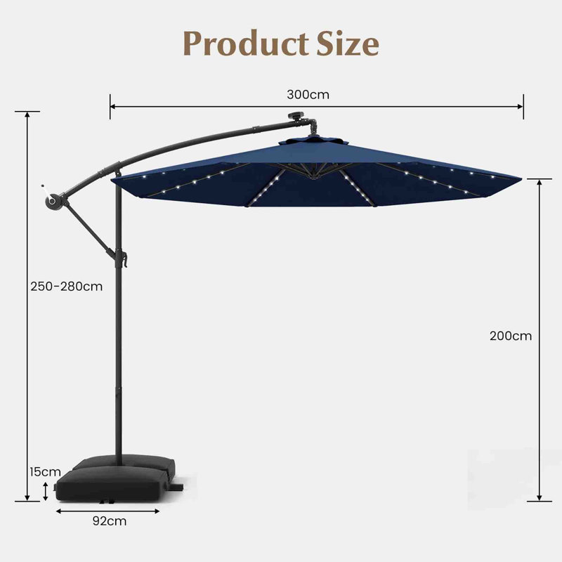 300cm Cantilever Parasol, Navy