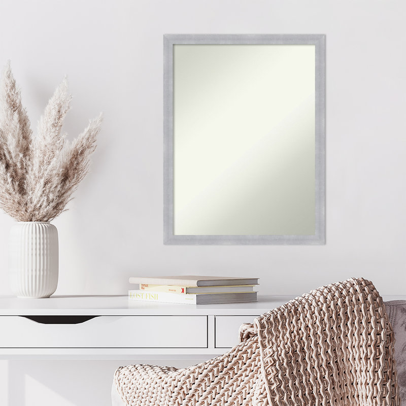 Grace Narrow Non-Beveled Wall Mirror, H 26 po x l 20 po, Nickel brossé