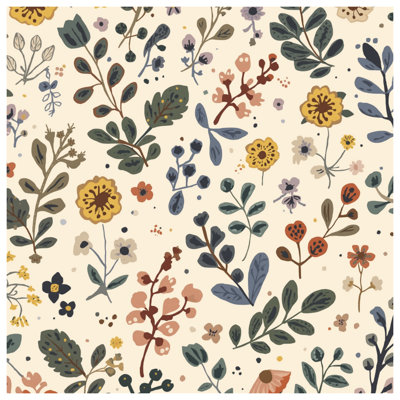 Tapisserie murale Botanical Floral Illustration - Décoration murale fleurs