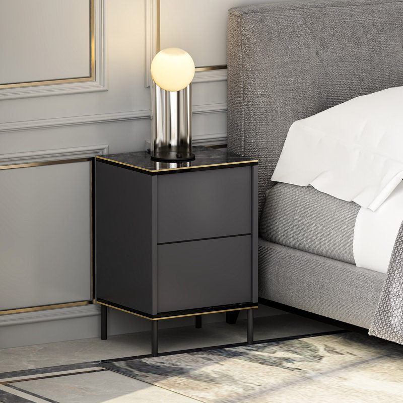 Table de chevet moderne avec option de fixation murale Claryce, 15,7 x 23,6 x 13,8 pouces | 100% panneau de particules enduit de mélamine, épaisseur: 0,7 pouce | Plusieurs tablettes pour le rangement, design élégant et fonctionnel