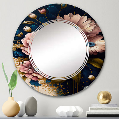 Putscher bourgogne et bleu Daisy Bunch I - miroir mural floral Daisy