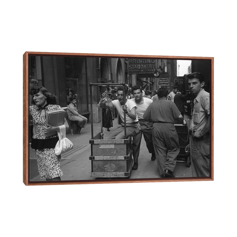 Charles James Story Men Pushing Carts (NYC, 1949) by Ruth Orkin - Print on Canvas, 66.04 cm H x 45.72 cm W