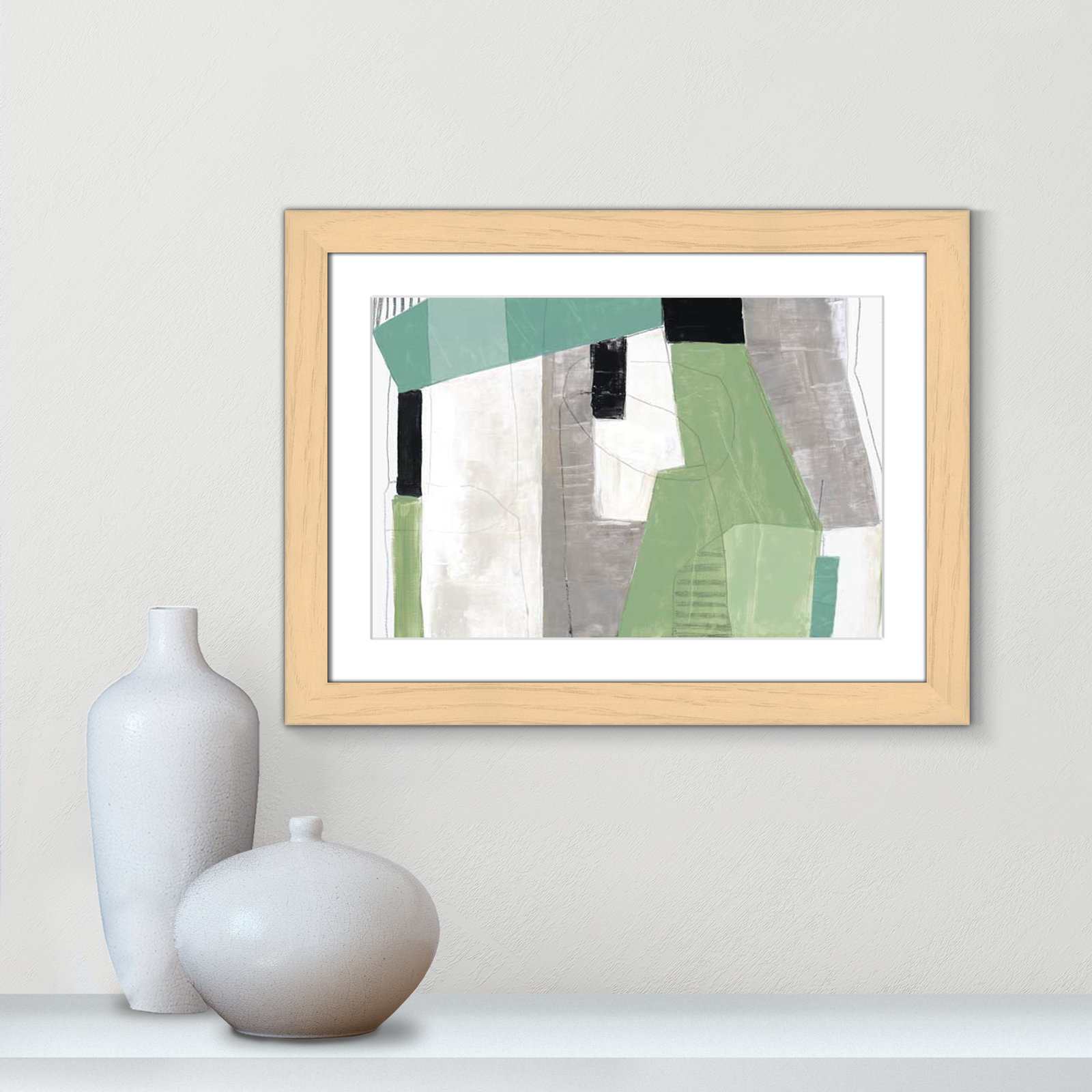Evergreen Essence Print, 18.5" H x 24.5" W x 1.25" D, Natural Cube Frame - Matted Fine Art Paper Print, White