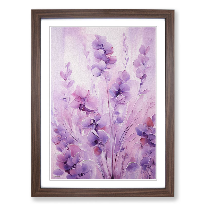 Lavender Flower Abstract Art - Framed Print, 64cm H x 46cm W, Walnut Framed