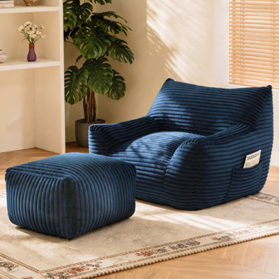Fauteuil à billes en peluche pour adultes avec accoudoirs et repose-pieds Giant Plush