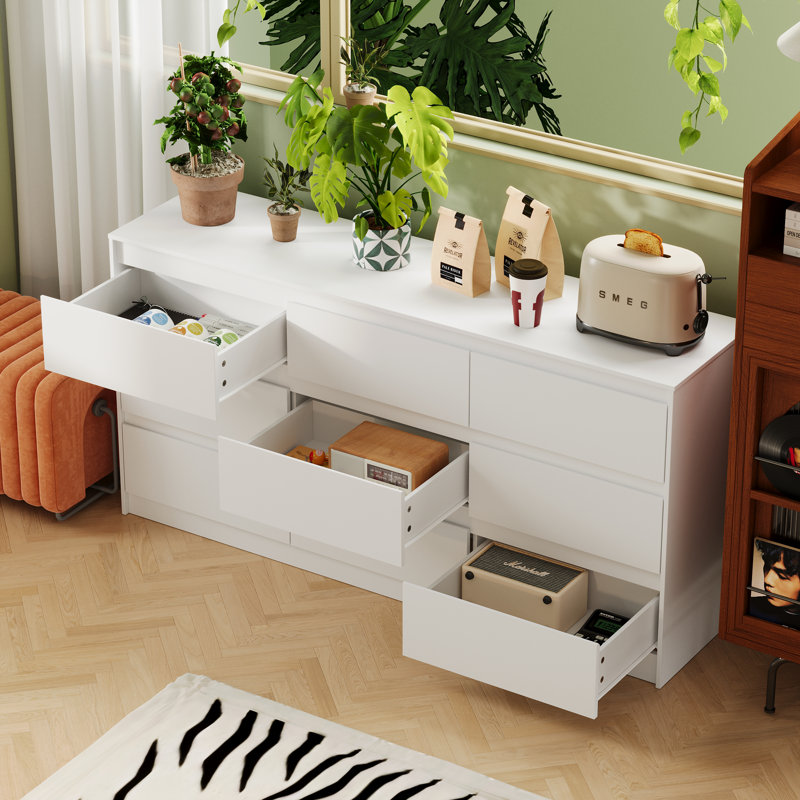 9-Drawer Storage Cabinet With Modern Design, White