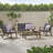 Temecula outdoor acacia wood 4-seater chat set: gray finish with dark gray cushions, loveseat, coffee table & 2 club chairs