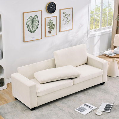 83" Comfy 3-Seater Corduroy Couches, Modern Upholstered Sofa with Wide Armrests, Cloud Couch with Deep Seat Sofa