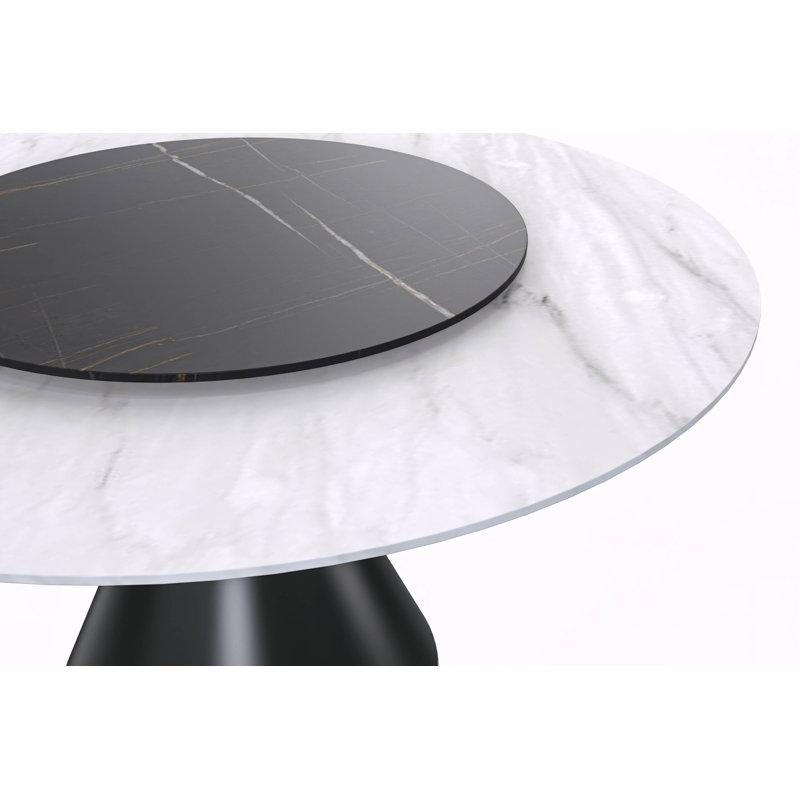 Marther rond 59,05 po, Noir, Blanc / Blanc