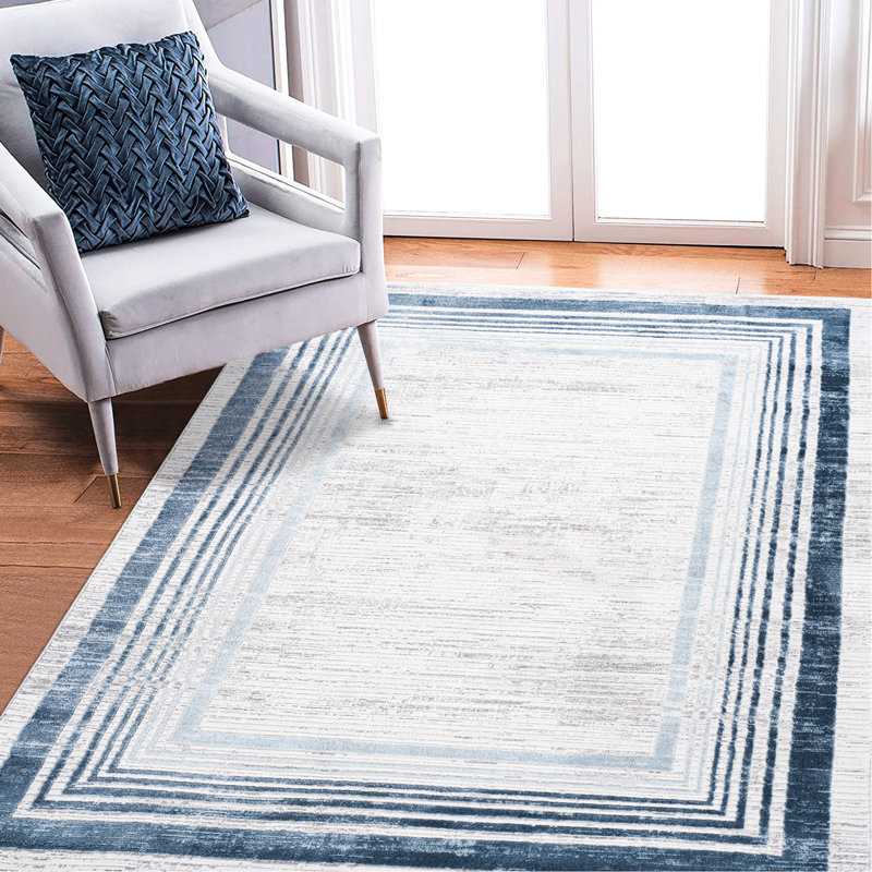 Tapis tissé et tissé en bleu 8X10