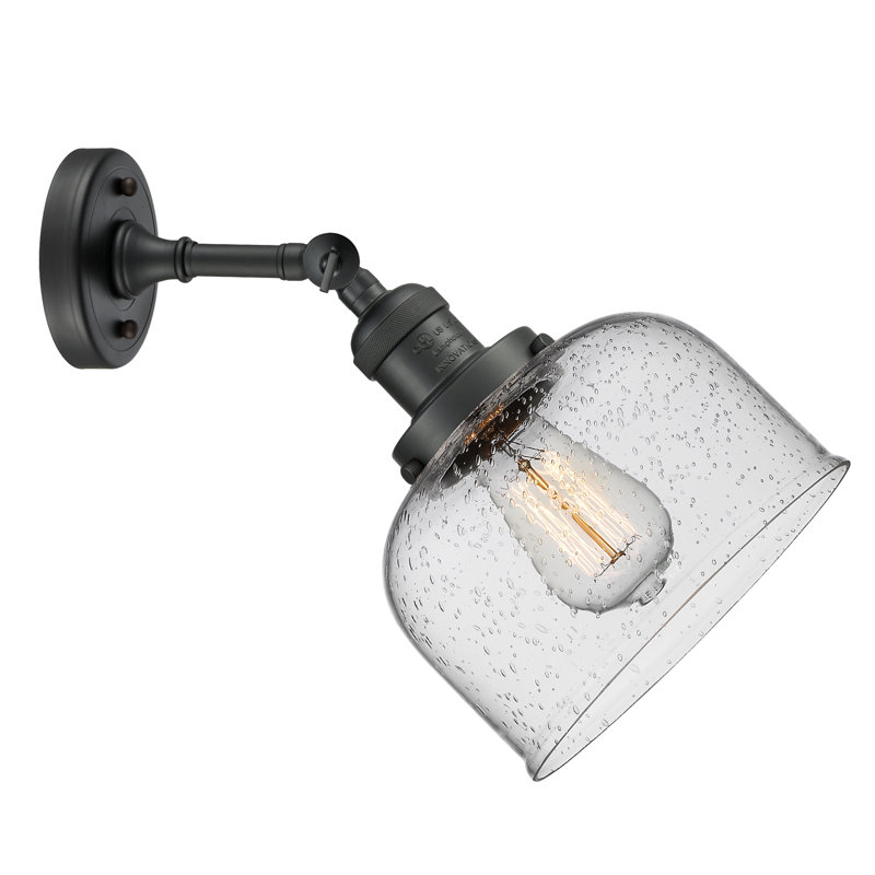 Bell - 1 Light 8" Sconce, 6 Watt Vinage LED Bulb, Seedy, Matte Black