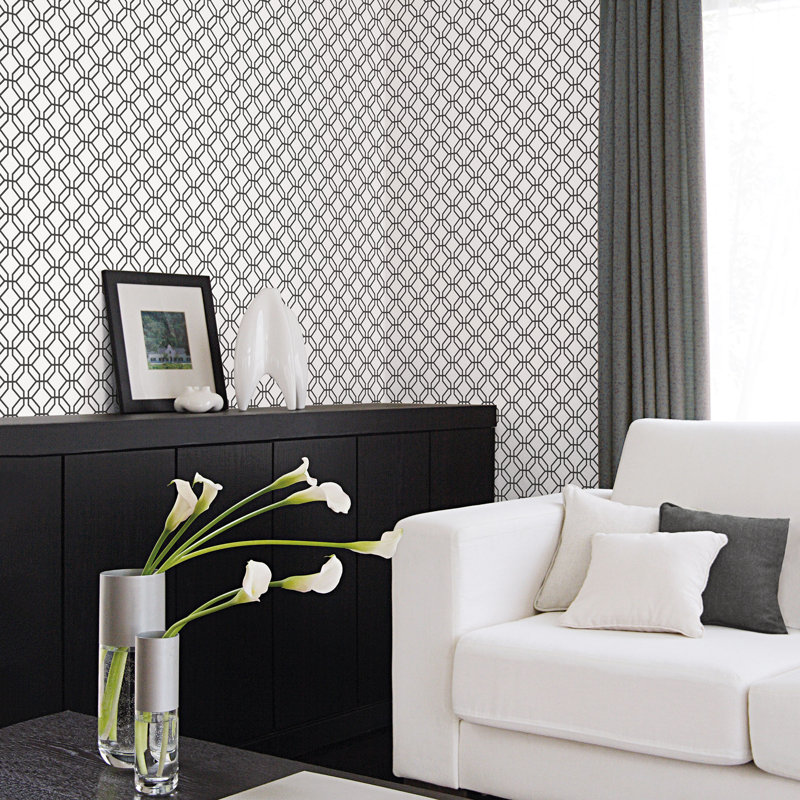 Brylee 10m x 53cm Matte Wallpaper Roll, White/Black