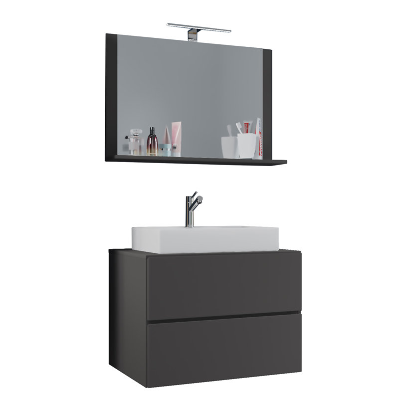 Razwana Bathroom Furniture Suite, White/Black