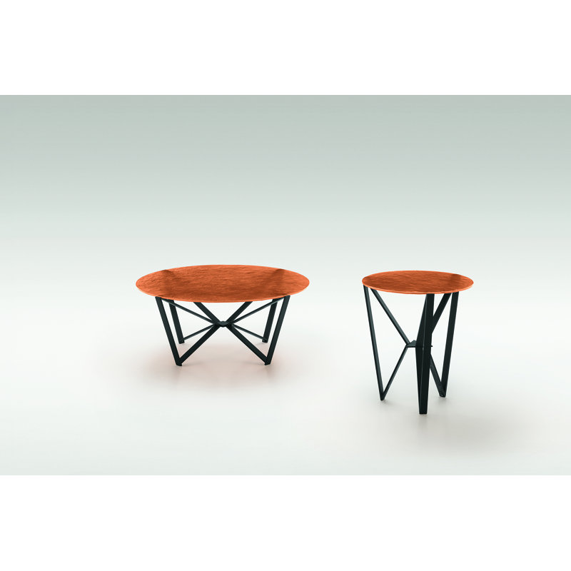 Cross Legs Coffee Table, Bronze Top/Brown Base