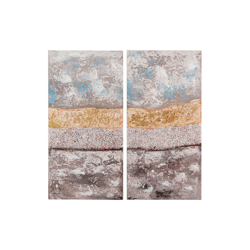 Abstract Set 2 Canvas 40% Hand Painted 40X3X80 Cm - 2 Piece Wrapped Canvas Print Set