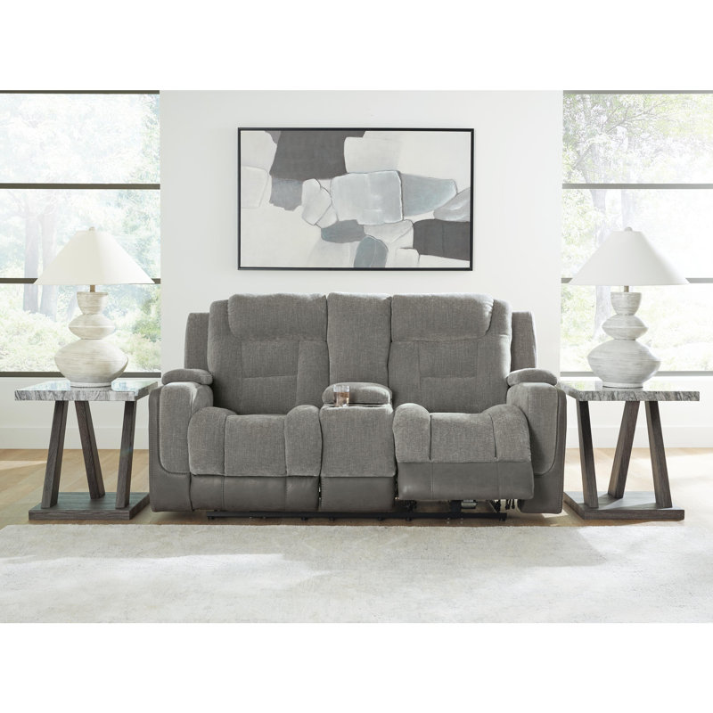 Causeuse inclinable électrique avec console, Gris