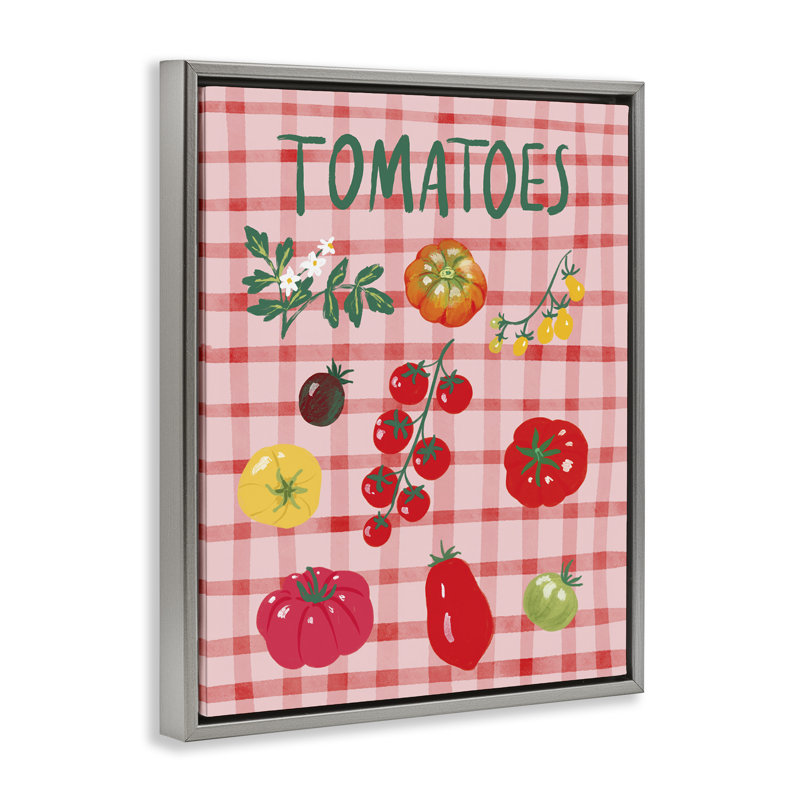 "Diverses tomates sur toile flottante", art mural par Be Ni La, Cadre flottant gris lustré, H 21 po x l 17 po