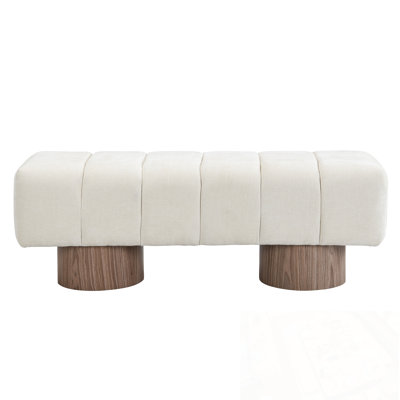 Banc rembourré avec pieds en bois robustes