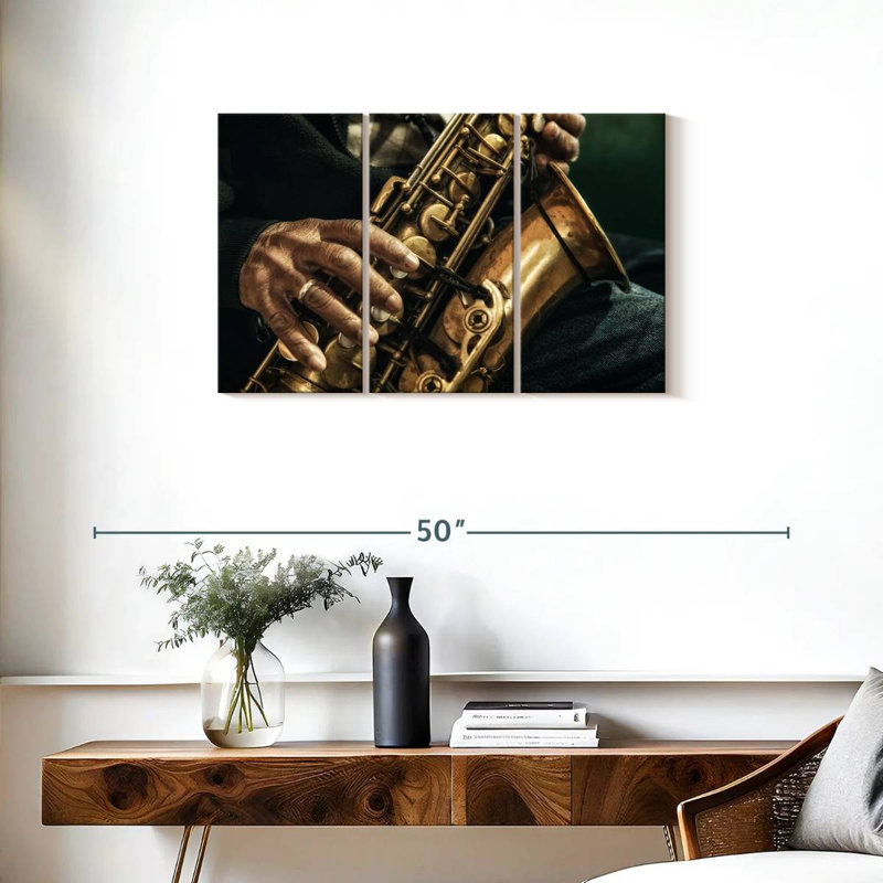 Vieux saxophoniste Abarca, H 20 po x l 33 po