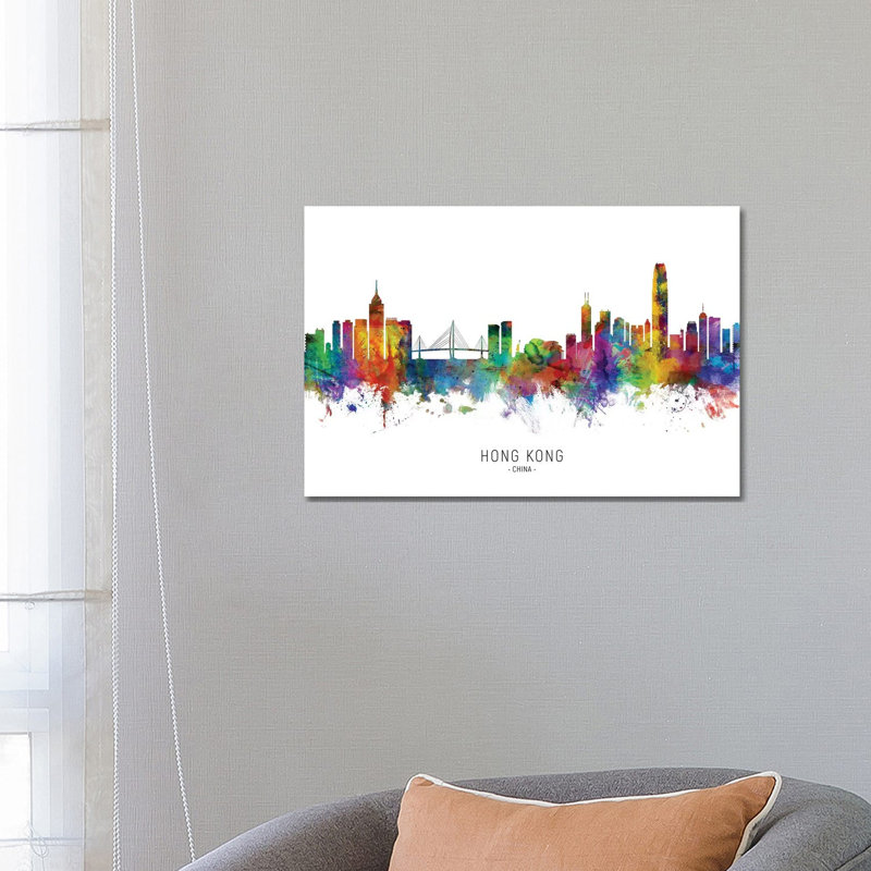 Hong Kong China Skyline by Michael Tompsett - Wrapped Canvas Painting, 66.04 cm H x 45.72 cm W x 3.175 cm D