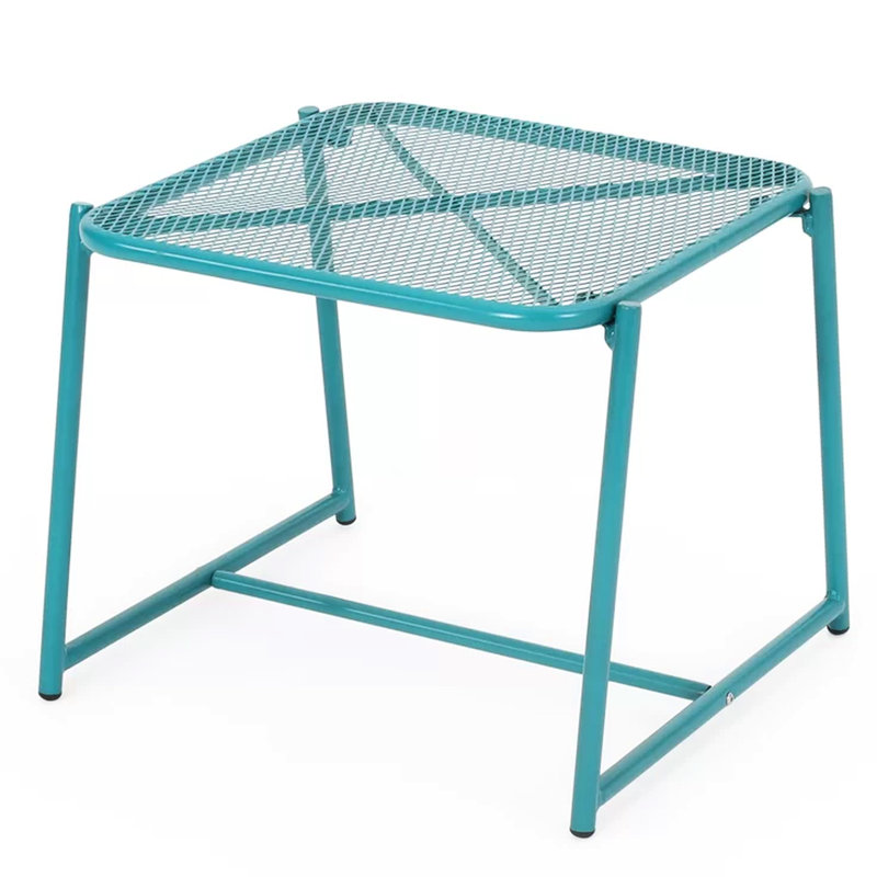Table d'extérieur de 15,5 po avec aspect minimaliste, structure en fer sarcelle, option de couleur
