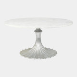 Flute Table 60" White Marble Top W/34" Gold Leaf Base